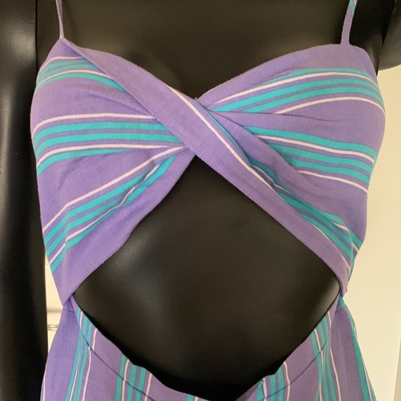 Stitch and Pine forget me not purple fresh white spaghetti strap dress size M - Picture 4 of 6